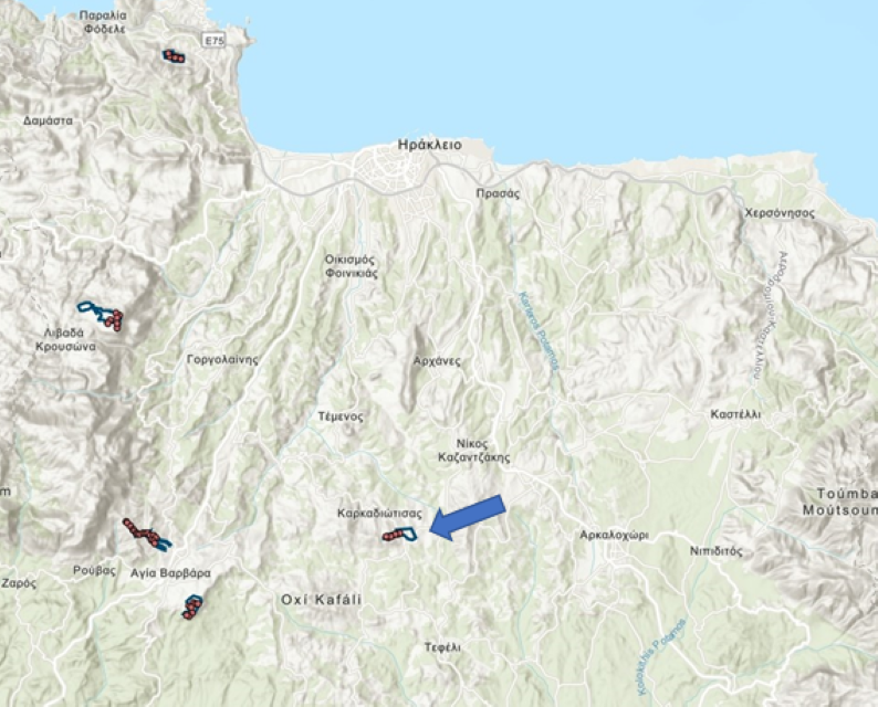 Χειμωνιάτικη βόλτα στο αιολικό πάρκο στην Μονή Επανωσήφη 55 χάρτης με βέλος Custom