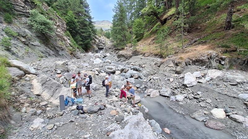 Scientists taking samples at the Black stream below Aetomilitsa village ©D. Papageorgiou MedINA