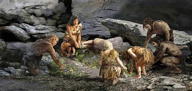 neanderthal burial scene Shanidar cave 631